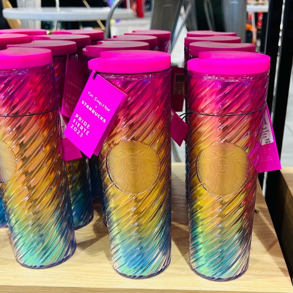 Starbucks Tim Singleton Spiral Cup Swirl Rainbow Pride Hot Cold Tumbler 2023 New - Picture 10 of 14